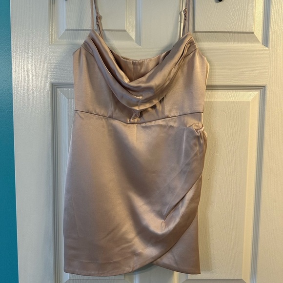 NOOKIE Dream Draped Mini Dress Medium M Nude - Picture 2 of 6